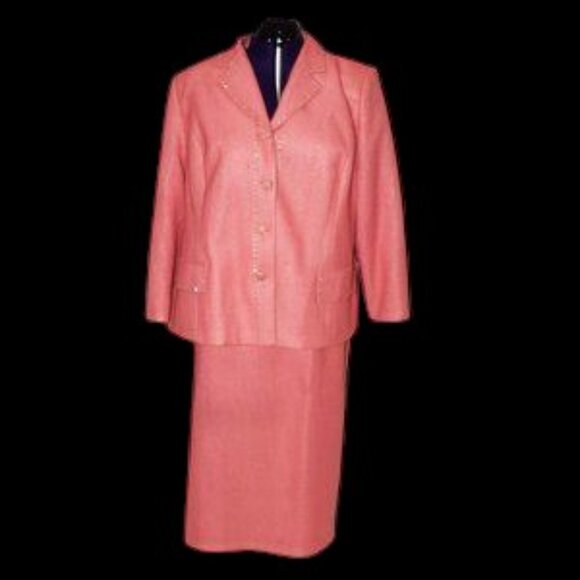 Vintage Natasia Collections New York Rhinestone Embellished Skirt Suit Plus Size